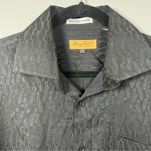 VINTAGE Bruno Conte Black Men’s XL Long Sleeve Textured Cotton Blend‎ Shirt